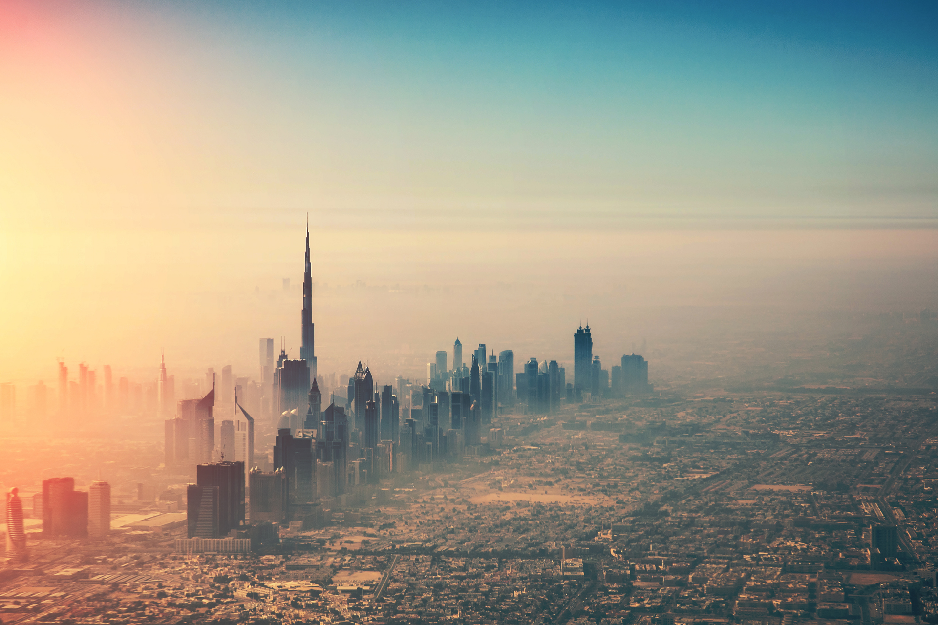 The Dubai Skyline Through the Clouds
