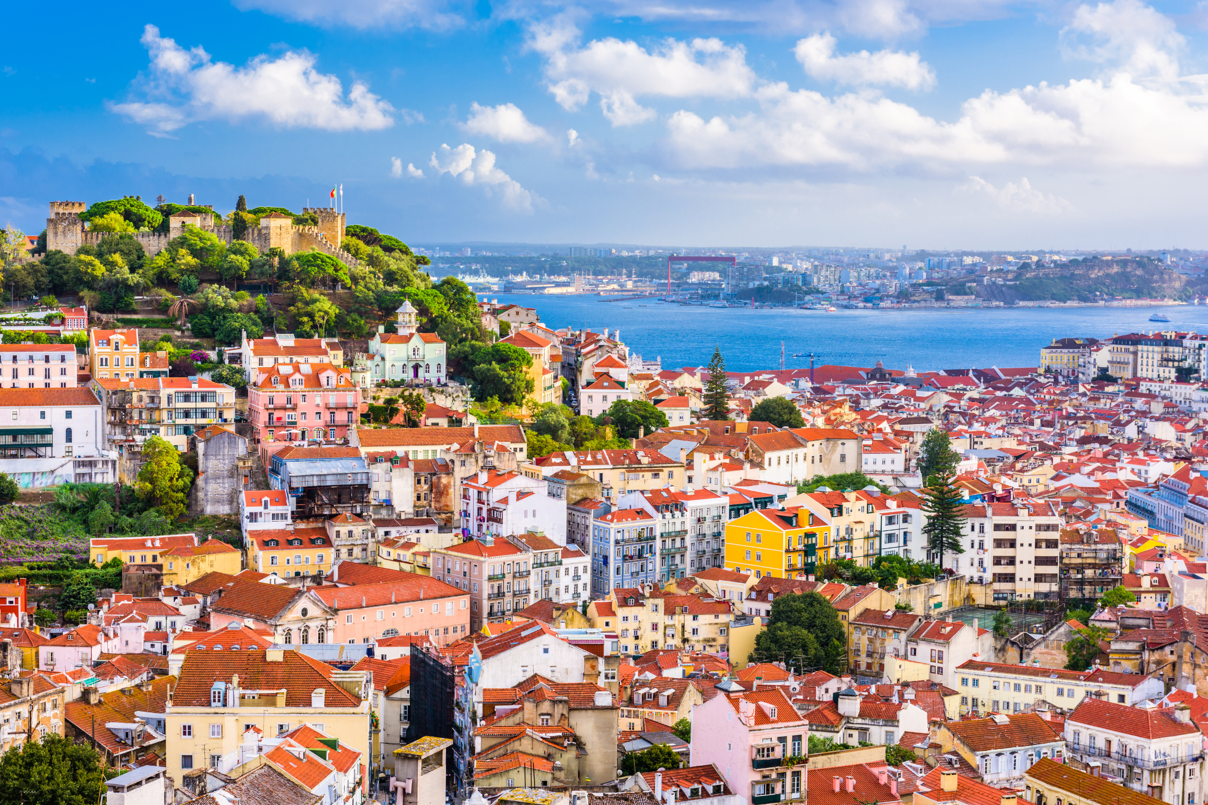 A scenic view from Lisbon Castle across the city
