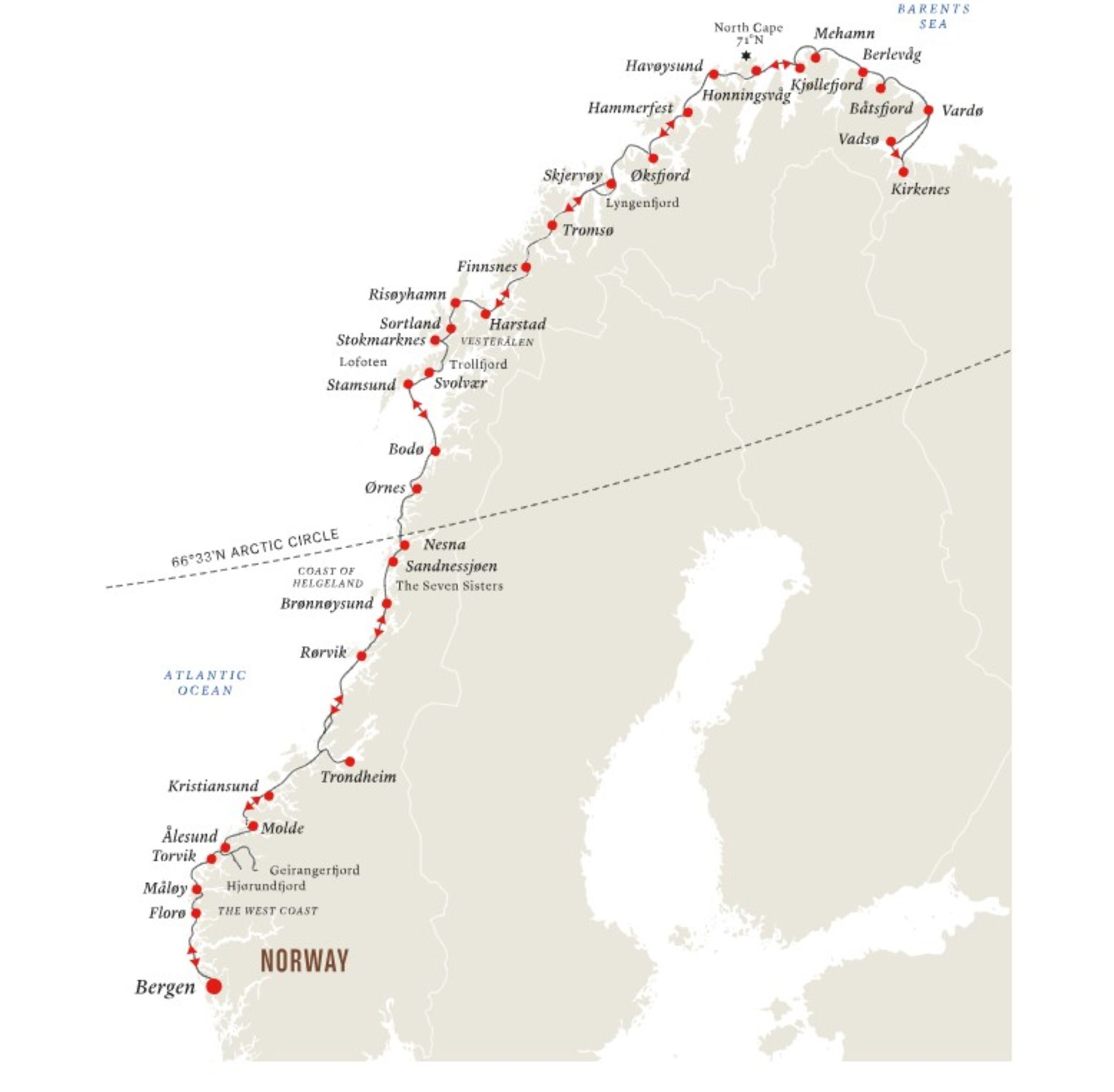 Hurtigruten Cruise Norway Bergen Kirkenes Bergen Itinerary