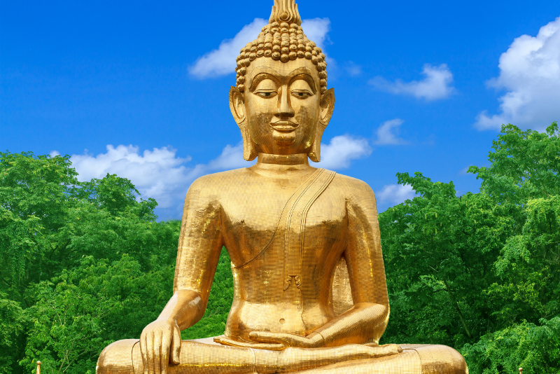 a religious statue in Thailand in gold