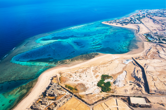 A Birds Eye View of the Beach and Sea in Hurghada Egypt