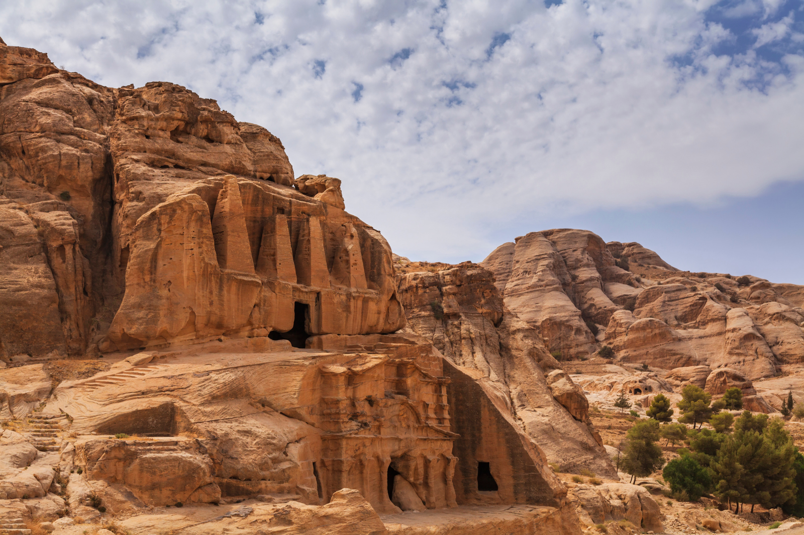 petra ancient city curved out of sandstone