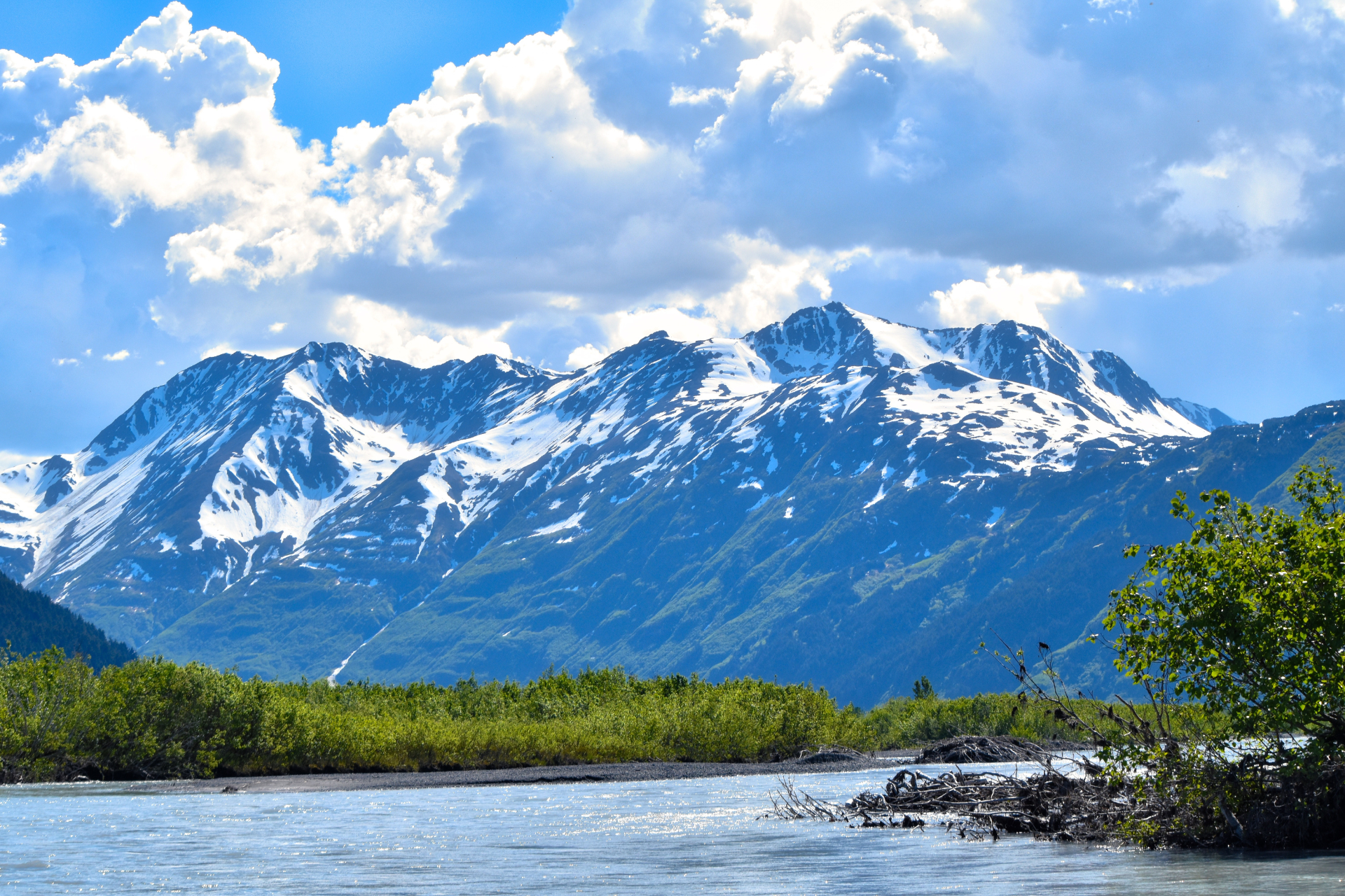 Alaska Mountains with Snow on them